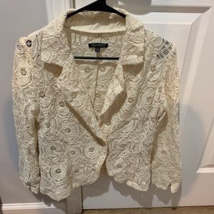 Cream lace cardigan blazer